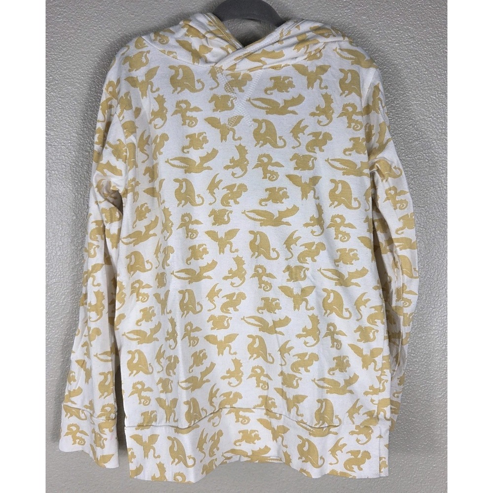Kate Quinn Organic Cotton Gargoyle Print Hooded Top 7Y White Mustard Hoodie